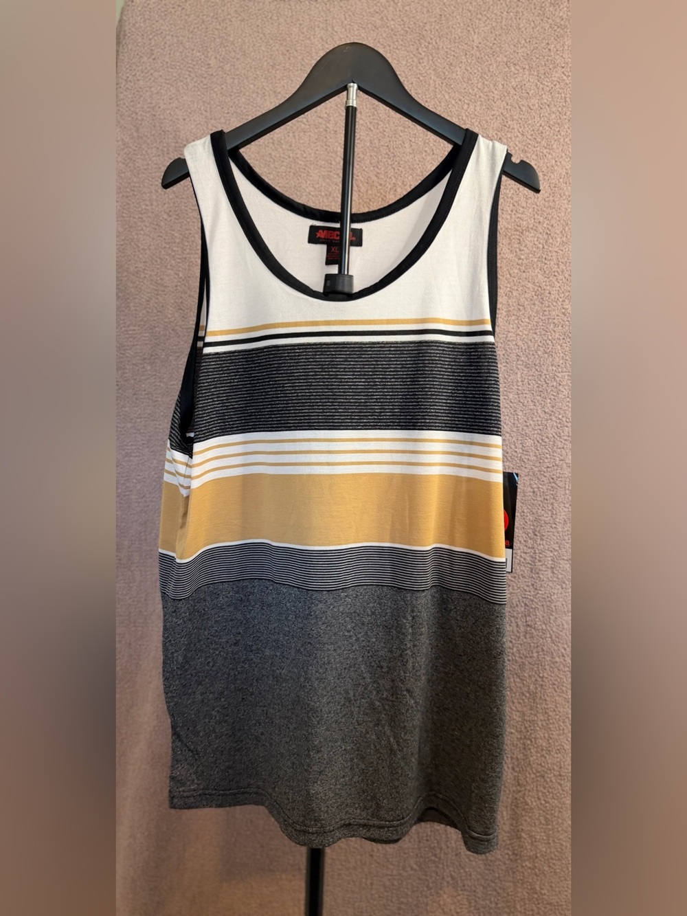MECCA USA Men’s XL Striped Tank Top NWT Y2K Hip Hop Streetwear Colorblock